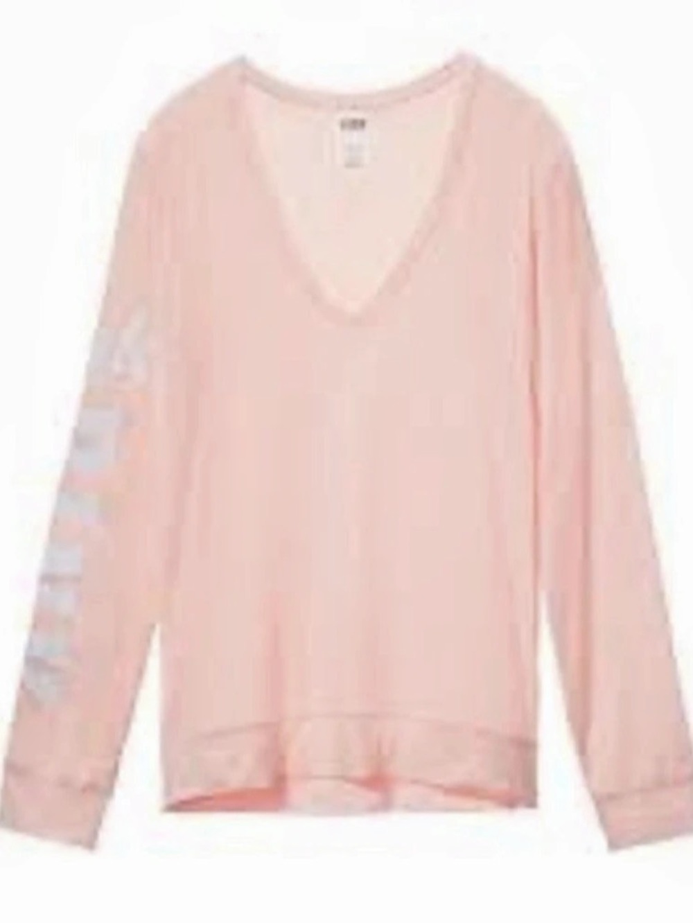 Victoria's Secret PINK Campus cotton V-Neck long sleeve tee Pink Size XS